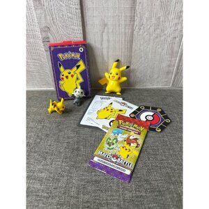 Pokemon Mixed Lot with 2 Pikachu & 1 Pancham Toy Figures McDonalds Cards Sealed